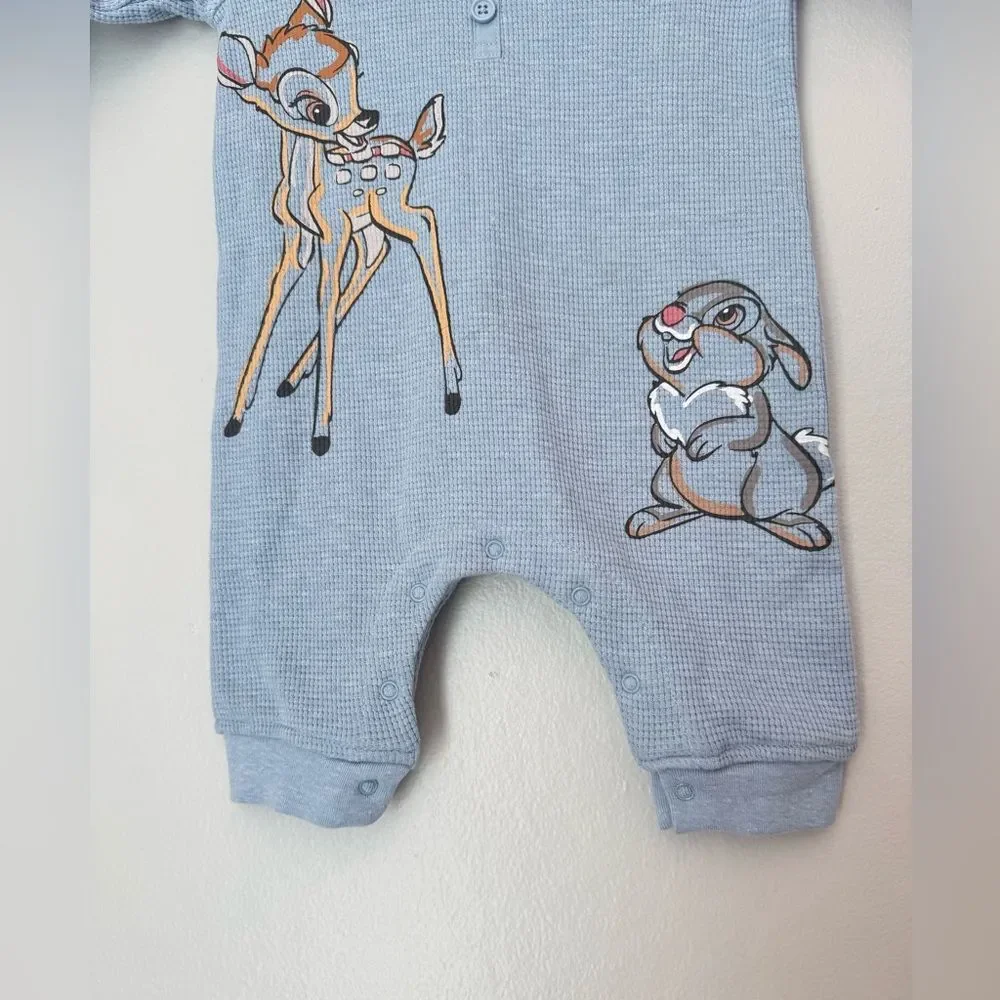 Disney Baby Bambi Textured Blue One Piece- Size 3/6 Months